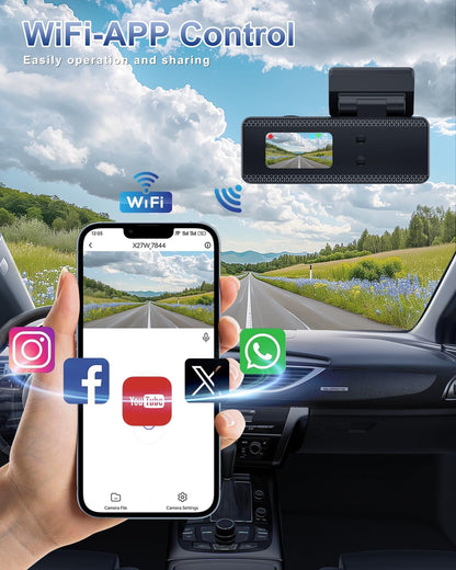 Penemay WiFi-App Control Dash Cam – Easily manage and share your driving footage using the Penemay app. Compatible with popular social media platforms like Instagram, Facebook, WhatsApp, and YouTube. Enjoy seamless connectivity and remote access for enhanced convenience.